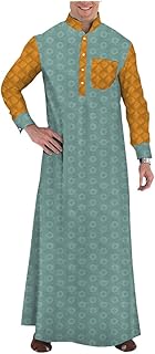 RFXZSAQD Men's Long Sleeve Saudi Arab Thobe Jubba, Muslim Jubba Thobe, Single Breasted Loose Casual Jubba Thobe