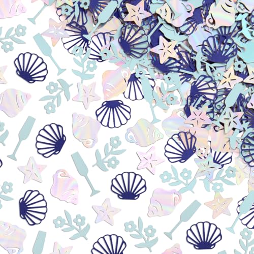 Image of xo, Fetti Coastal Party Foil Confetti - 200 pc | Last Toast on the Coast, Beach Engagement Party Decoration, Bachelorette Table Decor, Bridal Shower Supplies, Beach Birthday Tablescape, Iridescent