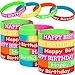 JOVITEC 48 Pieces Rubber Bracelets for Happy Birthday Gift Colored Silicone Bracelets for Teenagers Birthday Party Favors for Happy Birthday Party Supplies (48 Pieces, Style Set 1)