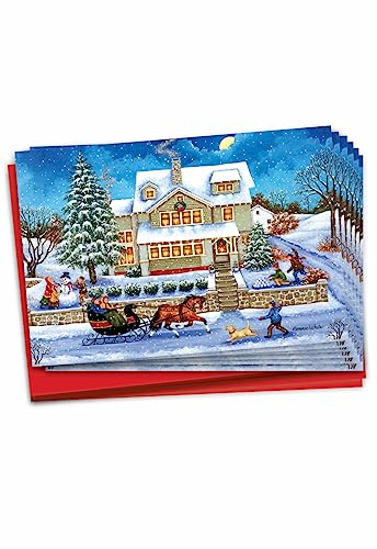 Carte de Noël ancienne pour vos vœux familiaux : grand format vintage avec enveloppe