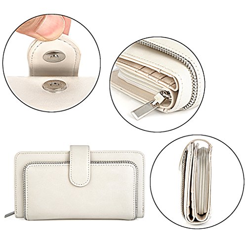 Image of UTO Wallet Women Vegan Leather Wristlet Snap Long Purse Credit Card Holder Elegant Clutch