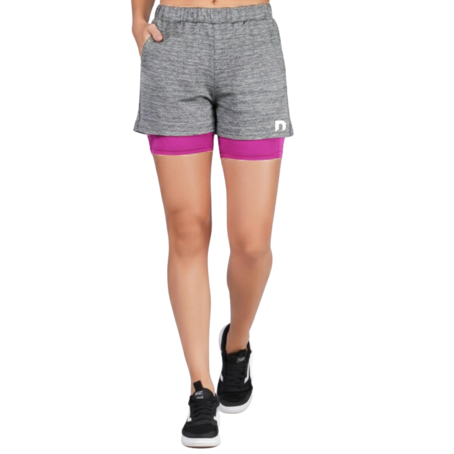 never lose Women’s Dual-Layer Active Shorts with Inner Compression | Stretchable, Breathable Fabric, Elastic Waistband & Side Pockets | Gym & Running-picture-29