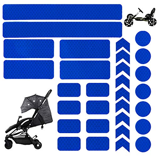 Kit de pegatinas reflectantes de 30 piezas, calcomanías adhesivas universales blancas para motocicletas/cascos/cascos/bicicletas/cochecitos/sillas de ruedas/buggy/scooter (Azul) Cover
