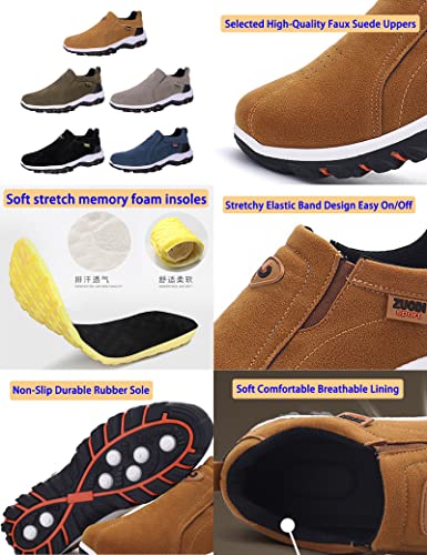 Keilinia Men's Suede Waterproof Hiking Shoes,Outdoors Lightweight Comfy Arch Support Low-top Non-Slip Trekking Slip on Sneakers2