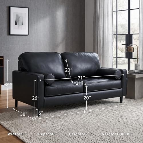 Image of Signature Design by Ashley Bryceview Leather Loveseat, No Assembly Required, Premium Upholstery, Comfy 2 Seater Couch for Living Room, Onyx Black