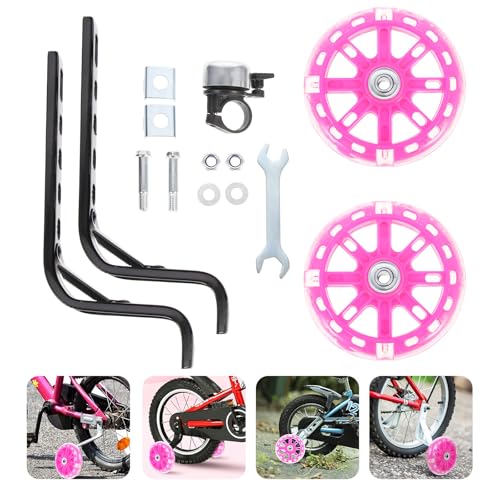 Set de Ruedas de Entrenamiento Outanaya con Timbre Reemplazable, Ruedas Traseras Destellantes, Soporte Ajustable Rosa para Bicicletas de 12-20 Pulgadas, Incluye Herramientas y Timbre, Ayuda para el Equilibrio al Ciclismo para Niños miniatura 7