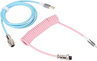 C Coiled Cable, TPU Mechanical Keyboard Cable, Coiled Keyboard Cable, Type-C to USB-A, Detachable Interface Spring Rotation Line Fine Workmanship Lightweight Portable Coiled Cables