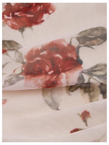 Image of GORGLITTER Women's Floral Birthday Wedding Guest Dress Mesh Ruched Derby Party Bridal Shower Summer Beach Sun Dresses