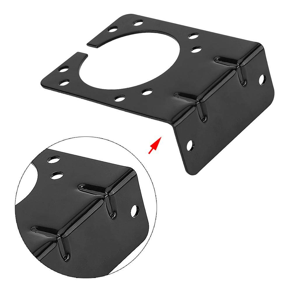 KIMISS Trailer Plug Mounting Bracket, Black Metal Mounting Bracket Holder for 7 Pin Caravan Towing Trailer Connector Plug Socket