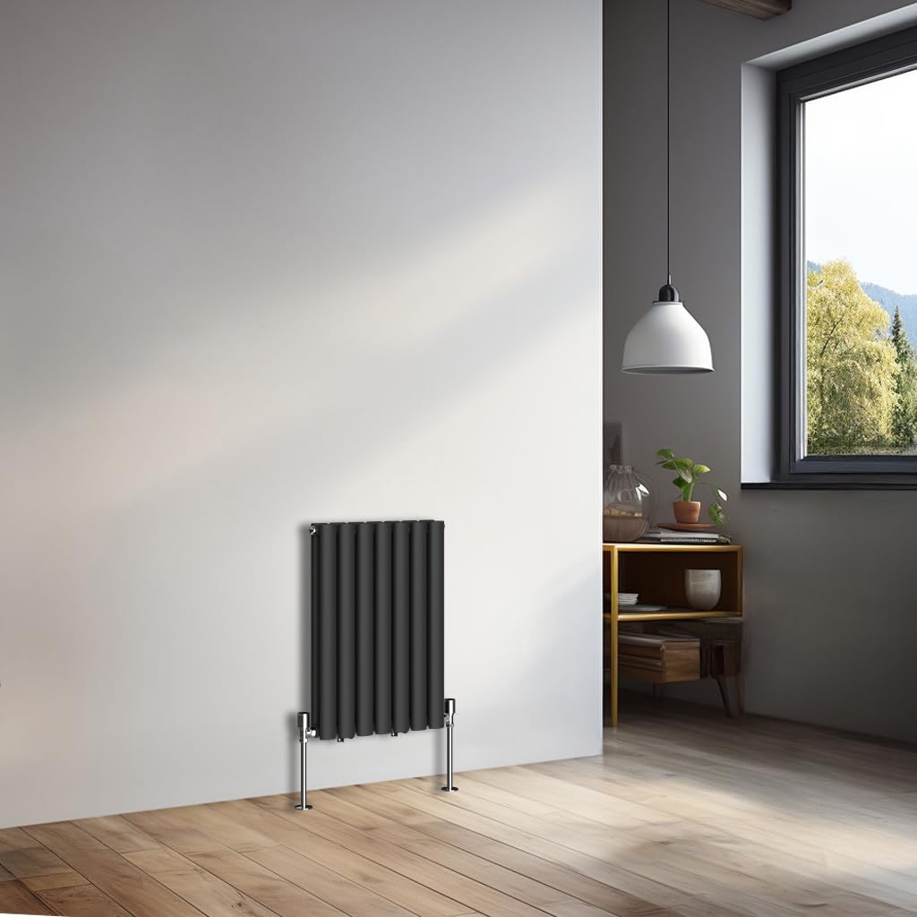NRG 600x413mm Horizontal Oval Double Panel Radiator Heater Column Radiator Central Heating Radiators Black