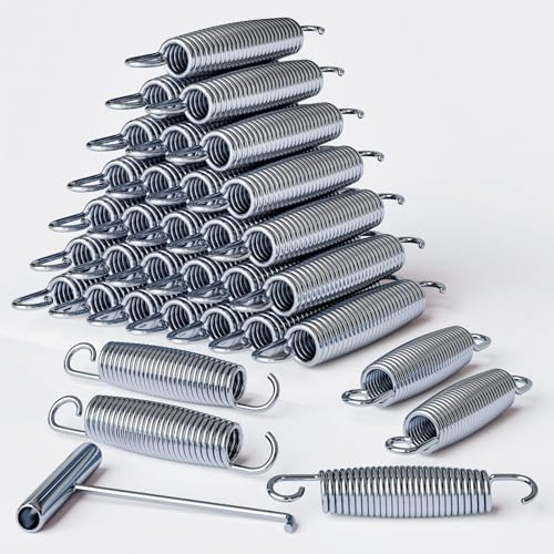 Ressorts de trampoline (lot de 16) en acier inoxydable de 14 à 17,8 cm avec crochet de tirage