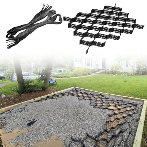 Blazea Estabilizador de Grava Geocelda de Grava para Caminos de Jardín, Panel Base de Geomalla Plegable para Adoquines, Sistema de Rejilla Permeable para Entradas de Vehículos(2x3M/6.6x9.8FT)