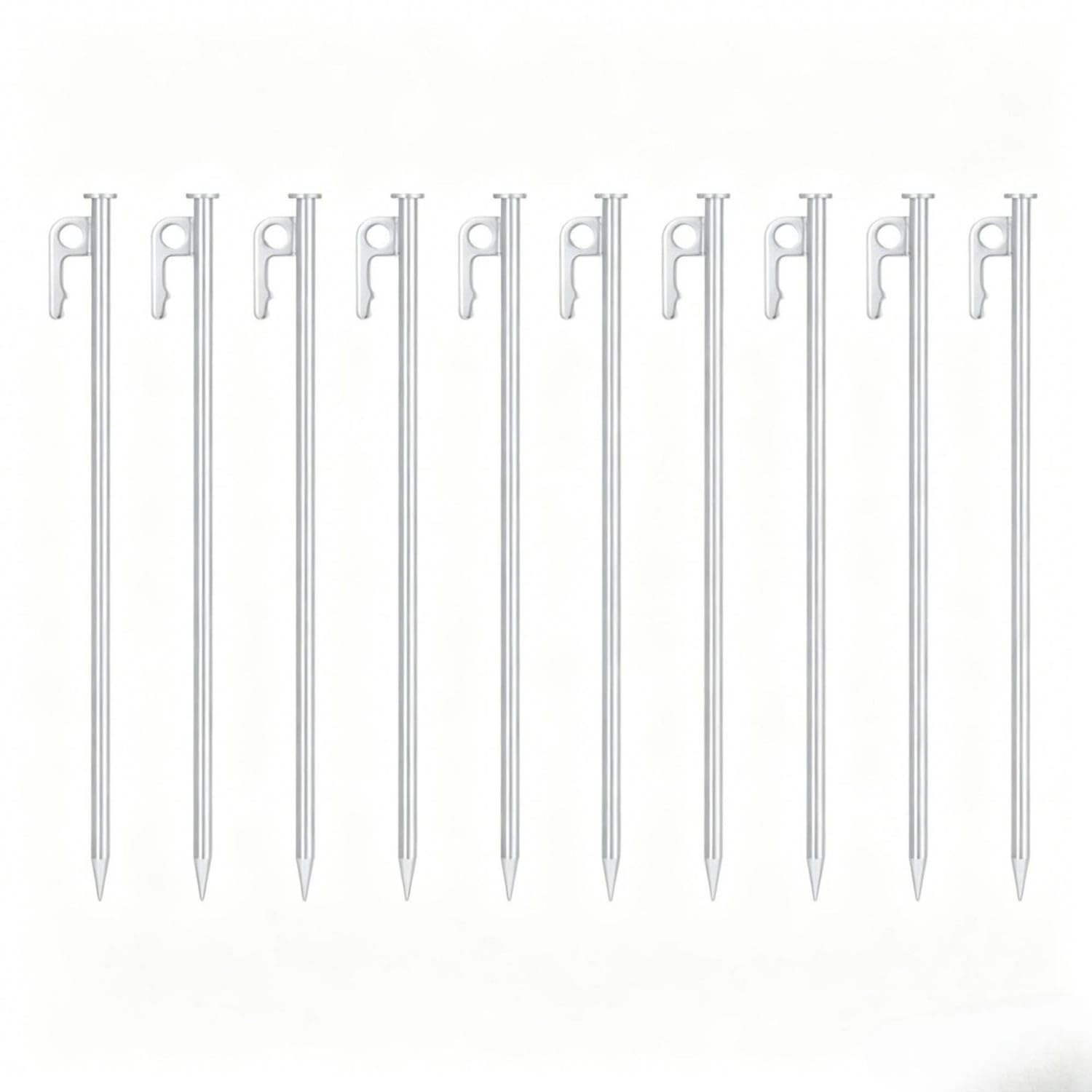 10 Pieces 40 Cm Hooked Tent Stake Pointed Tip Metal Tent Stake 9 Mm Thick Outdoor Gear Heavy Duty for Beach Shelters, 40CM White 10-Pack-image-11