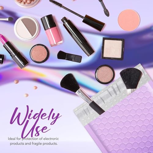 Image of Fuxury 4x8 Bubble Mailer 100 Pack Gradient Purple Cute Bubble Envelopes | Opaque Strong Adhesion Pattern Padded Mailing Envelopes for Shipping Jewelry,Makeup,Trading Cards #000 Thick Padded Mailer