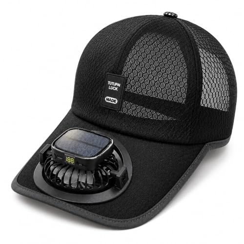 Hat with Fan Solar Powered Cooling Baseball Cap Solar Panel Hats for Men Women Mesh Sun Portable Visors for Sports Fishing Camping Gardening Outdoor