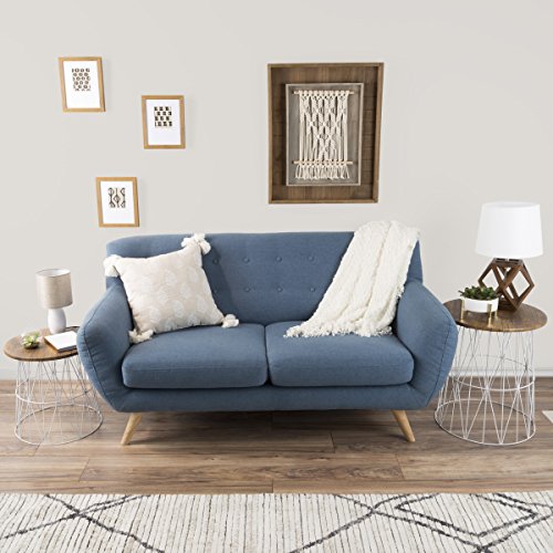 Lavish Home 80-ENDTBL-1 Set Of 2 Nesting Tables With Storage - Round Living Room Tables With Metal Basket And Wood Top thumb #3