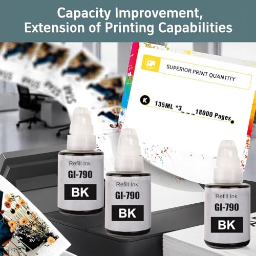 Image of KOSH Refill Ink Compatible for Canon G Series G1000 G1010 G2000 G2002 G2010 G2012 G3000 Printers (3, Black Pack of 3)