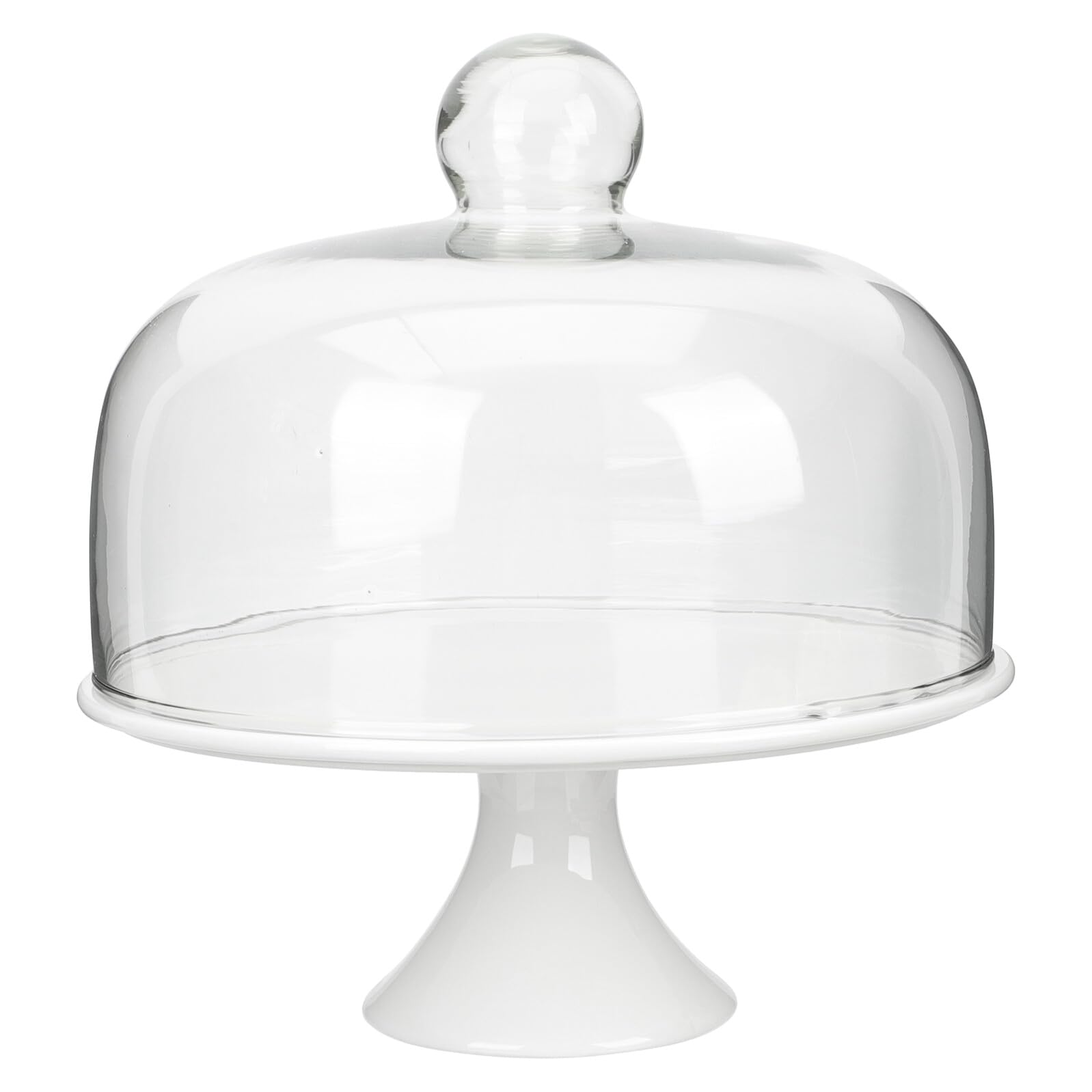 iplusmile Soporte para Tartas con Base Alta de Cerámica y Vidrio con Tapa de Cristal Plato de 10 Pulgadas para Postres Frutas y Aperitivos Expositor para Fiestas y Celebraciones