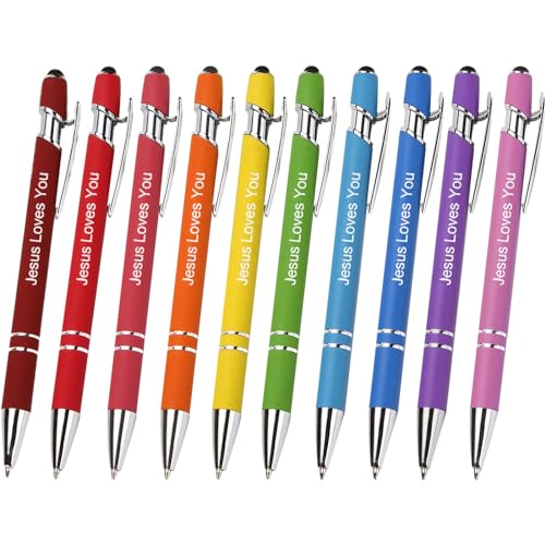 LAQWYNKB 10 Piezas Bolígrafos, Jesús te ama, Bolígrafos Personalizados con Nombre, Bolígrafos Retráctiles de Clic, para Hombres Mujeres Escuela Oficina Hogar