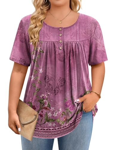 Image of IN'VOLAND Plus Size Tops for Women Short Sleeve Shirts Dressy Casual Tunics