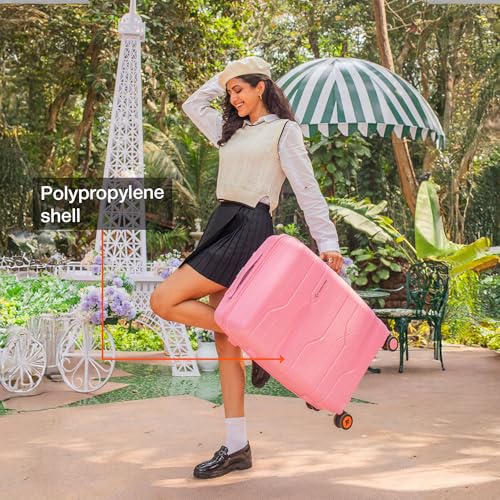 Image of Nasher Miles Paris Hard-Sided Polypropylene Luggage Set of 2 | 65cm & 75cm | 8 Wheels Medium & Large Trolley Bag for Travel | Suitcase (Pink)