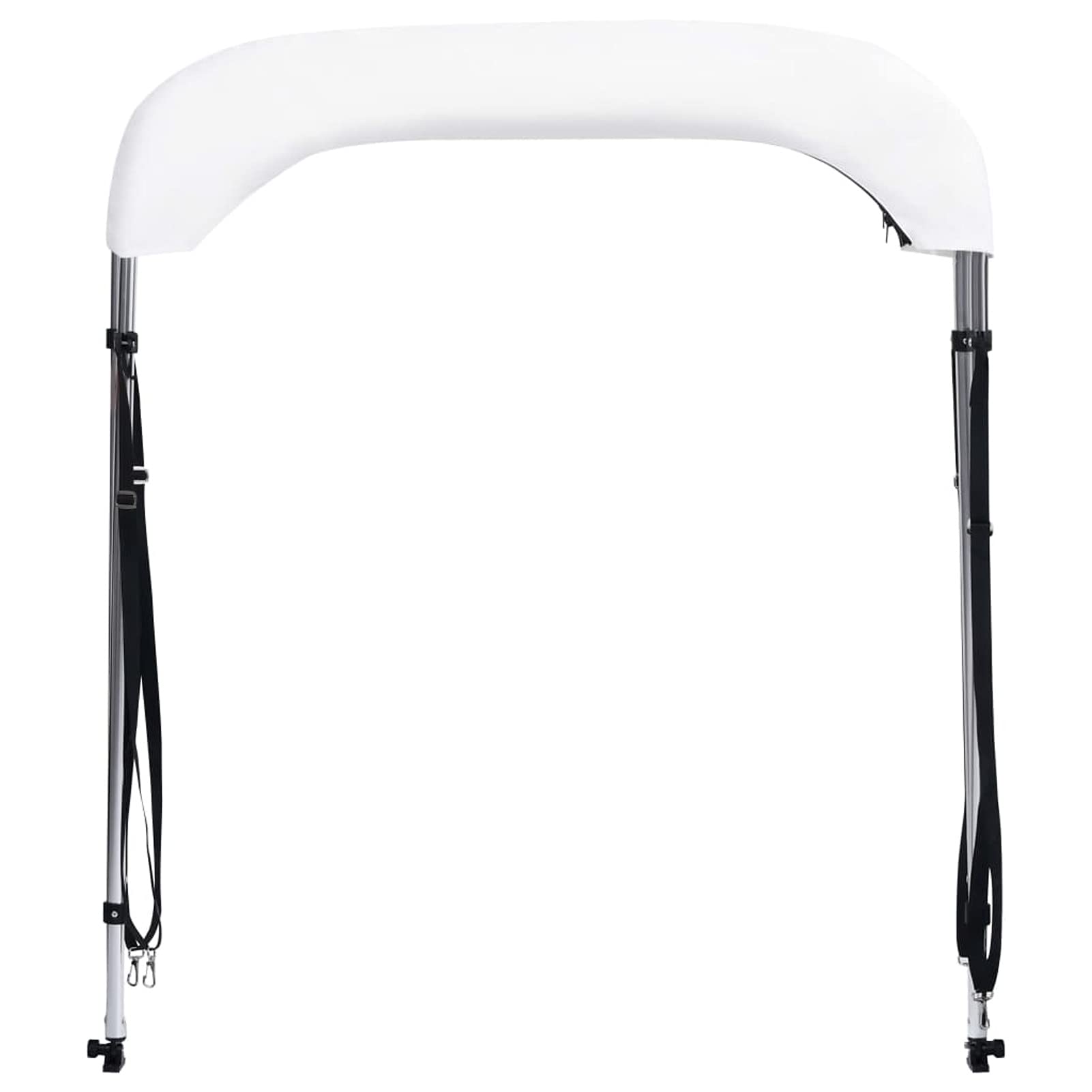 Homgoday Auvent Bimini 2 Arches Toit de Bateau Protection de Soleil Lumière Pluie Parasol Hauteur Réglable Revêtement PU Blanc
