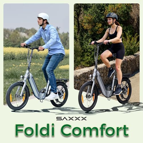 SAXXX Klapprad E-Bike, E Bike Klappbar 20 Zoll mit 7 Gang Kettenschaltung, Elektro Fahrrad Erwachsene mit 36V 11.4Ah Akku, Scheibenbremsen, 90KM Lange Range, Elektrofahrrad 25 km/h für Herren Damen – Bild 8