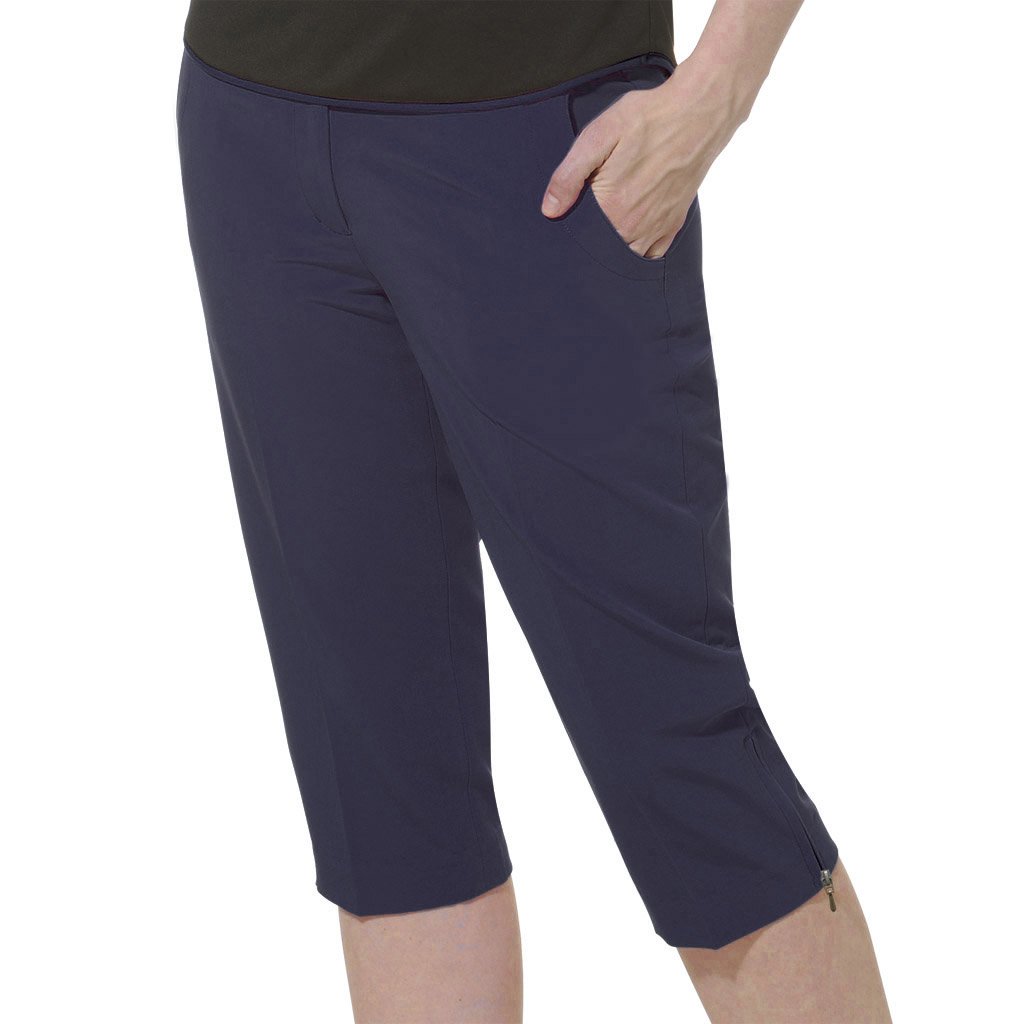 Monterey Club Women's Polyester/Rayon/Spandex Golf Capris #2923 (Navy, Size:14)