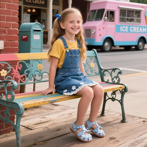 Image of Flaryzone Girls Sandals Closed Toe Summer Flats Dress Sandals Shoes Toddler /Little Kid