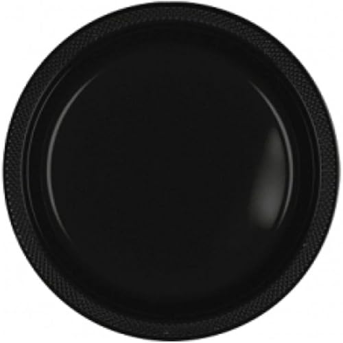 Amscan Platos de plástico negro azabache 9 pies Paquete de 20 Suministros para fiestas