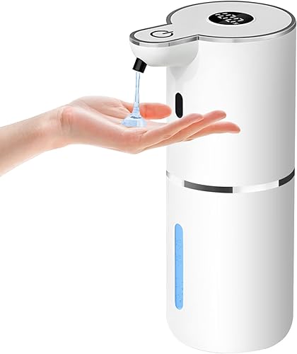 Dispensador automático de jabón líquido, líquido ajustable de 6 niveles, dispensador de jabón de montaje en pared, recargable por USB con pantalla