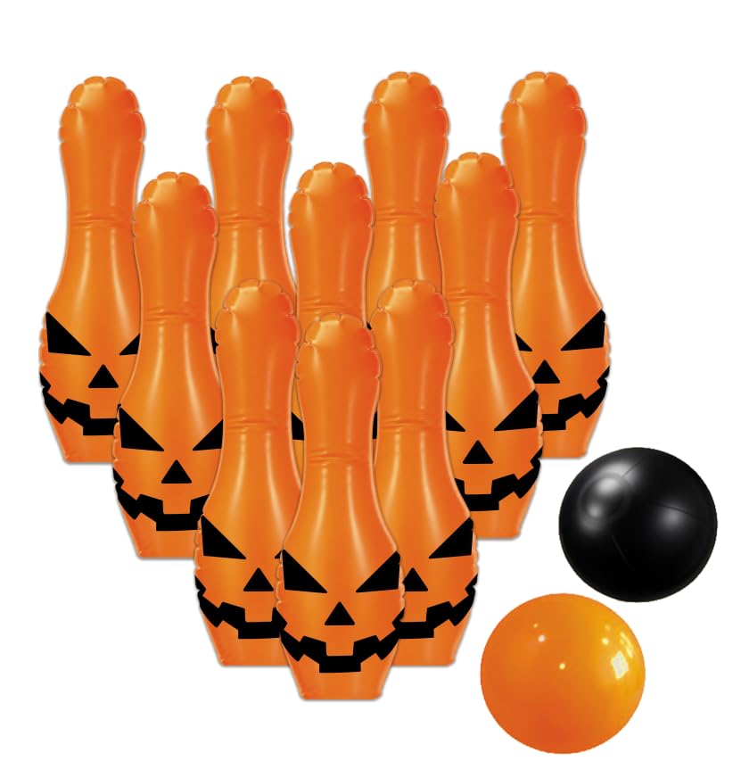 AnyDesign Ensemble de bowling gonflable 12 pièces pour Halloween, motif