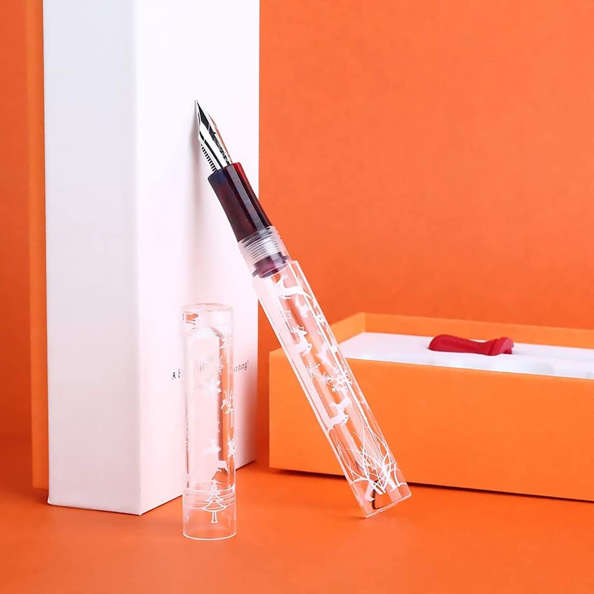 C1 Snowflake Eyedropper Fountain Pen Extra Fine Nib, Double Ink Filling System with Original Box