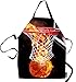 SSOIU Basketball Kochschürze, Flaming Basketball Korb Rahmen Küche Schürze zum Backen Grillen Männer Frauen Unisex Wasserdicht 78,9 x 68,9 cm