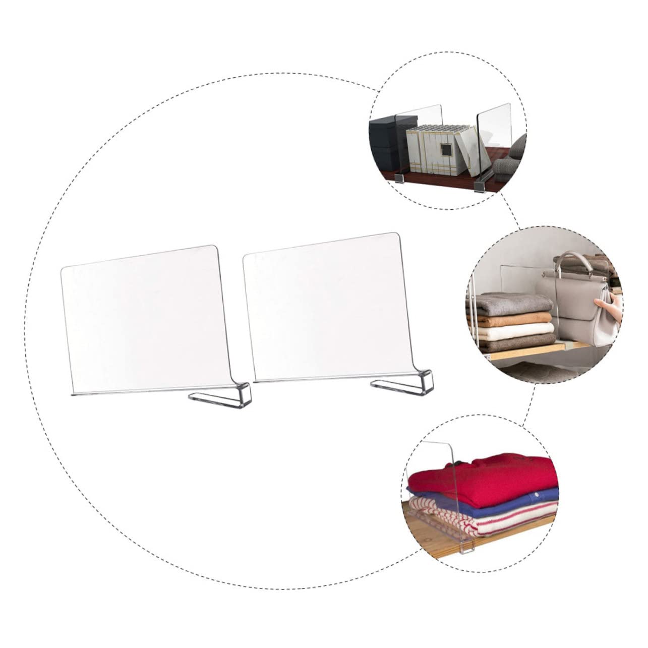 Cabilock 2Pcs Transparent Acrylic Household Cabinet Dividers Convenient Shelf Organizers for Closet Kitchen Office Storage for Shoes Bags and Accessories