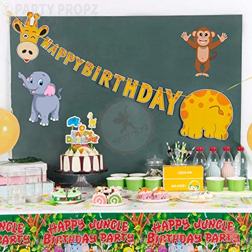 Image of Party Propz Jungle Theme Cutouts - Animal Theme Cardstock Cutouts for Birthday Decoration | Large Animals - Multicolour - 4Pcs