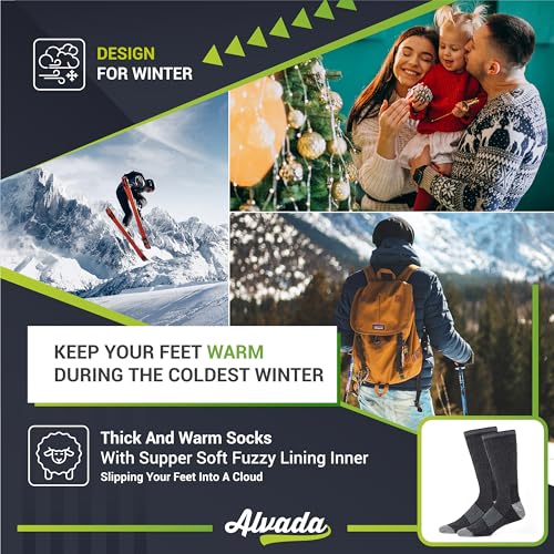 Image of Alvada Warm Thermal Wool Socks for Winter Moisture Wicking and Breathable Cozy Boot Socks