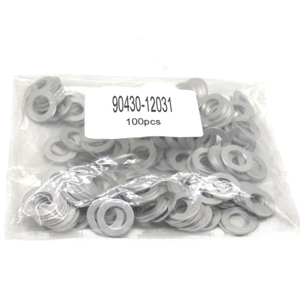 Lot de 100 rondelles d'écrasement en aluminium pour joints de bouchon de vidange d'huile, compatibles avec les références OEM 90430-12031 et 90430-12018