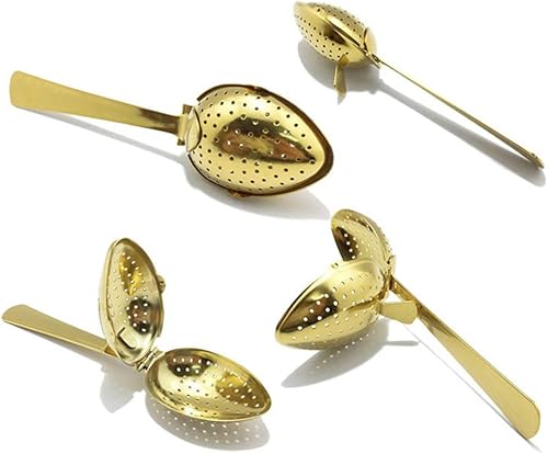 Miniatura 3 de Filtro de té Snap Ball Colador de té de malla de acero inoxidable Infusor para té de hojas sueltas dorado