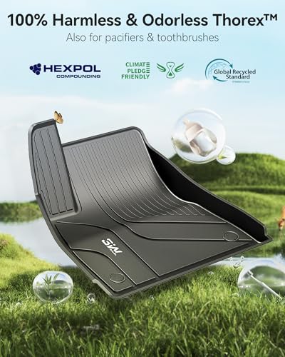 Image of 3W Floor Mats and Trunk Mat for Tesla Model 3 2021-2023 | Full Set All-Weather TPE Floor Liner, Custom Fit Model 3 Accessories, Black, Over 10 Years Lifespan