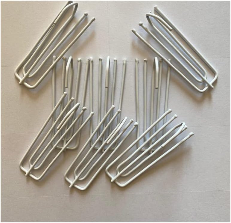White Pinch Pleat Prong Curtain Hooks Pins Galvanised Curtain Tape Hooks Pins Metal Drapery Pin Hooks for Windows Curtains Door Curtain and Shower Curtain Pack of 20 - Image 2