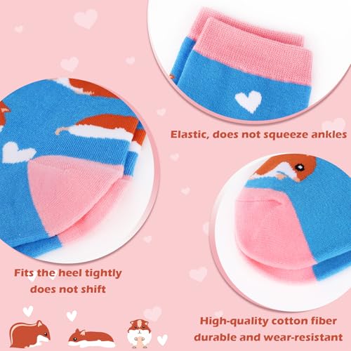 Jeasona 5 Pairs Hamster Socken Damen 35-38 Zwerghamster Zubehör Tiersocken Lustige Socken Lang
