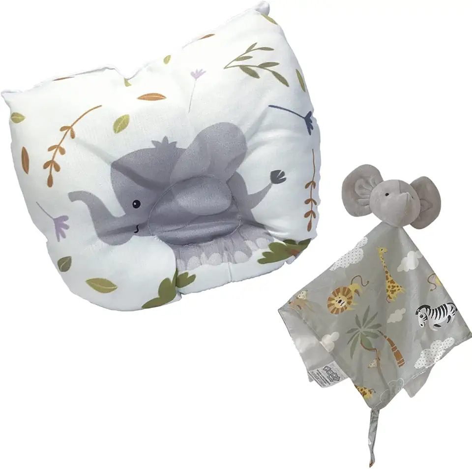 MaxiBaby Kit Naninha De Pelúcia E Travesseiro Para Bebê Maxi Baby - Elefante