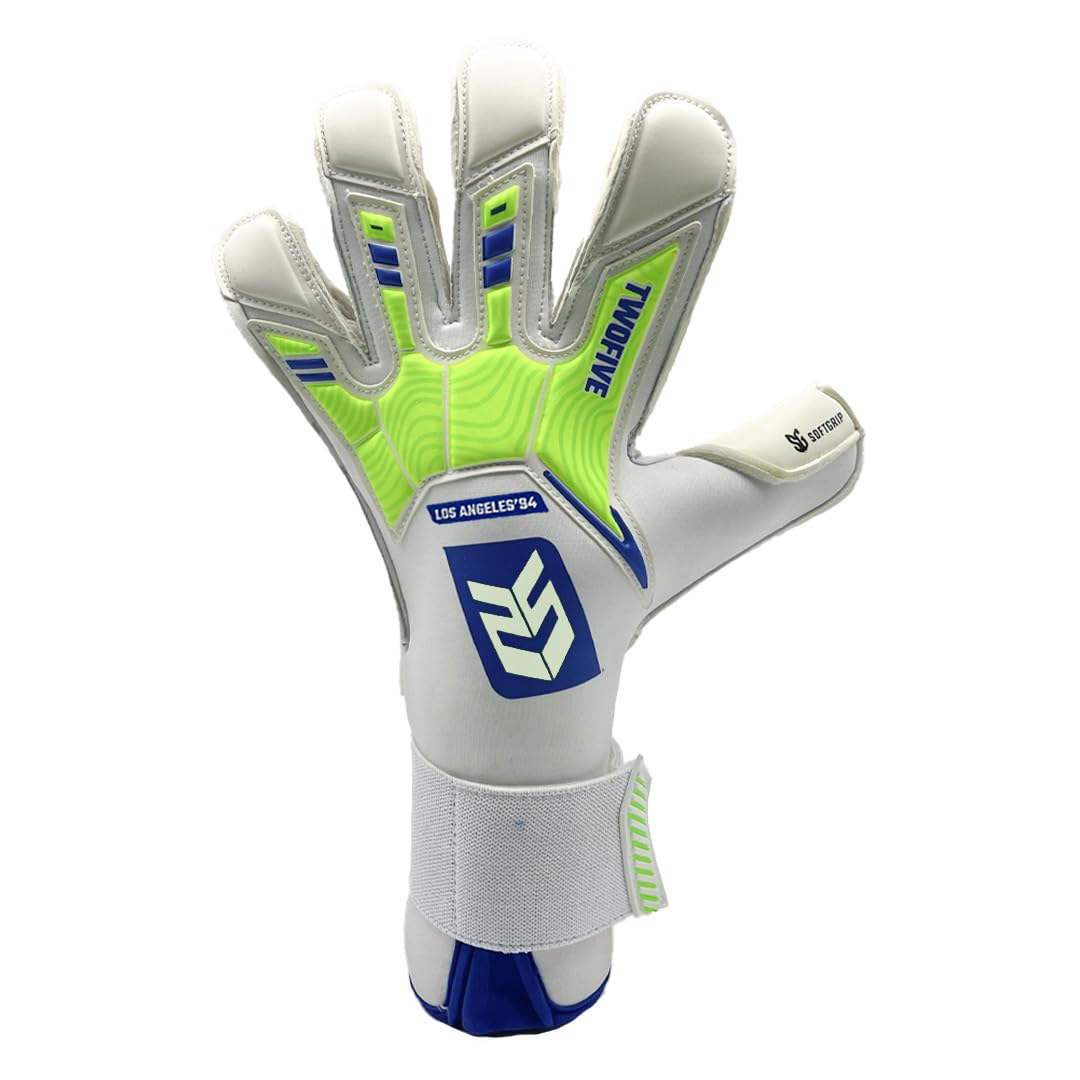 TWOFIVE – Los Angeles Advance Green – Guantes de Enternamiento – Guantes sin Protecciones en los Dedos – Unisex para Adulto/Niño – Palma SoftGrip Duradera – Corte ErgoRoll