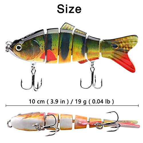 Esche Artificiali Mare,Esca Snodata Pesca,Esca Artificiale Traina Swimbait Pike Trota Luccio Spigola Black Bass,Esche Pesci Finta Lucioperca Plastica,Wobbler 3D Kit,Fishing Lure Hard Bait Set of 5