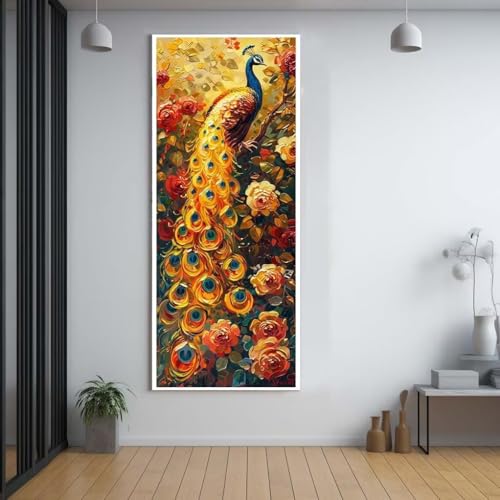 Peinture Diamant Broderie Kit Complet de paon, le cadeau idéal pour décorer un salon chaleureux