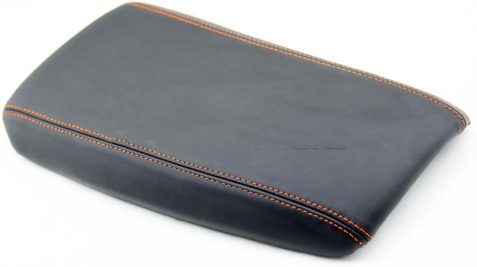 Fits 1997-2004 Corvette C5 Real Black Leather Center Console Lid Cover with Orange stitching. (Skin Only)