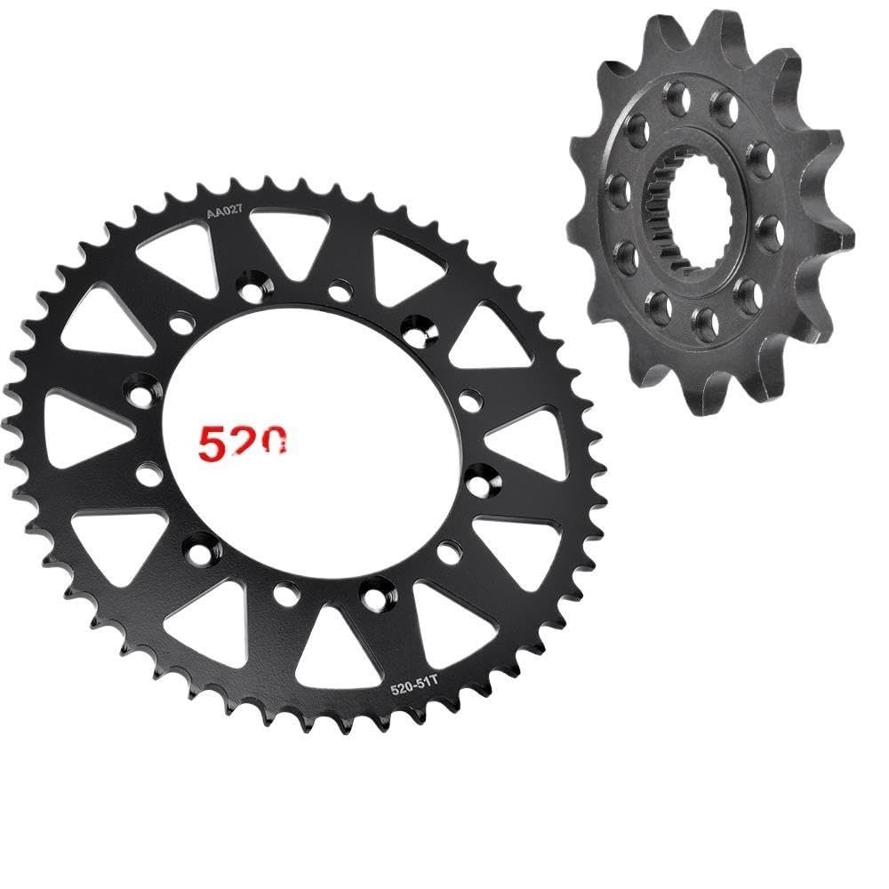 Moto Piñon Delantero， Para WR250 2020-2024 YZ250 2010-2024 WR 250 YZ 250 Piñón trasero delantero de 520 13T 51T cadena retenedor placa，(Front and Rear)