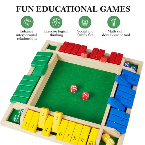 Shut The Box juego de dados clásico madera 12 pulgadas miniatura 6