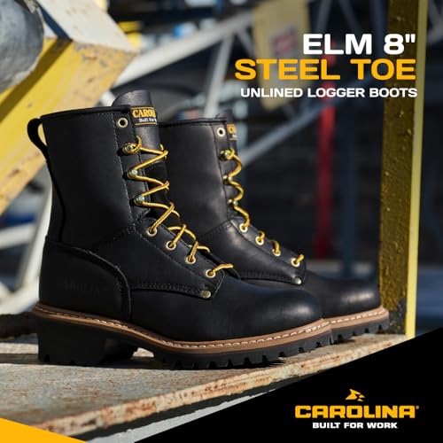 Carolina Men’s Elm 8″ Steel Toe Work Boot – Unlined Logger, Full-Grain Leather, Oil/Slip-Resistant, EH Safety2